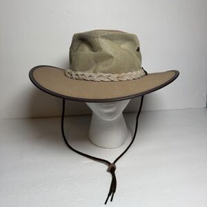Barmah Australian Canvas Drover Hat 1057 Tan Mesh Safari Outback Size L